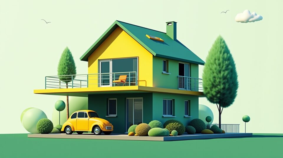Façade, formulaire de devis Habitatpresto et coche verte, symbolisant la fiabilité