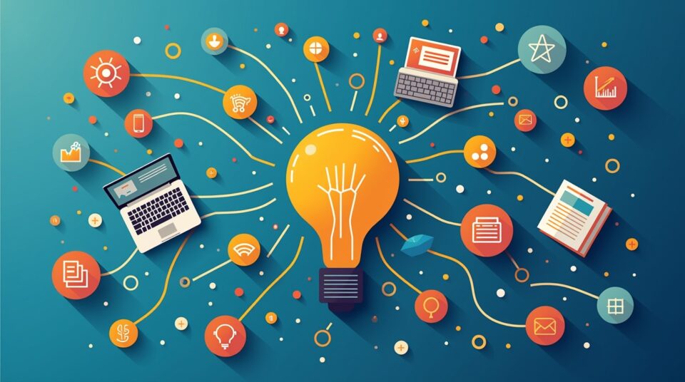 Graphisme de co-valence, clavier, café, blog sur écran d'ordinateur